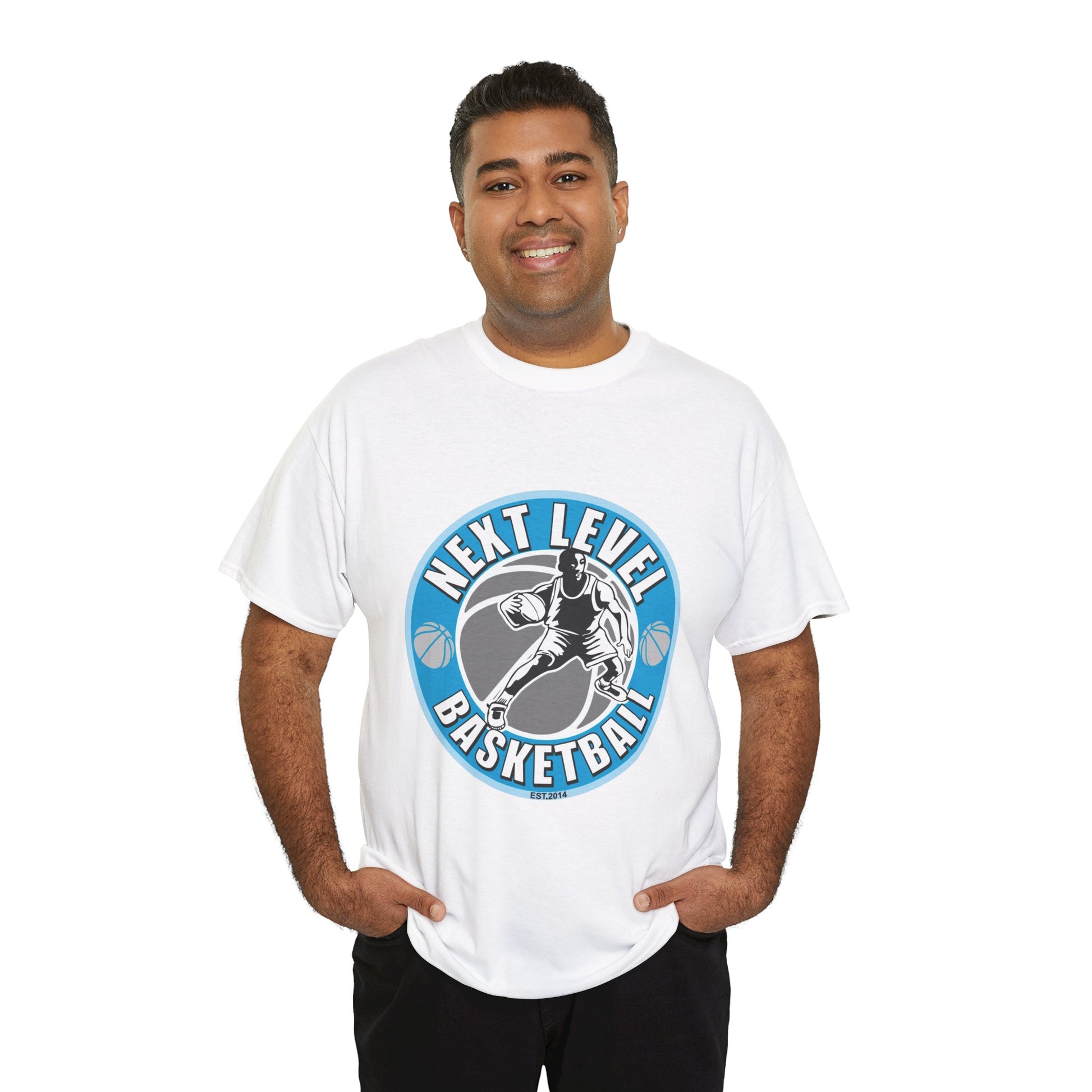WHITE/BLUE Next Level Basketball SOLO LOGO Tee