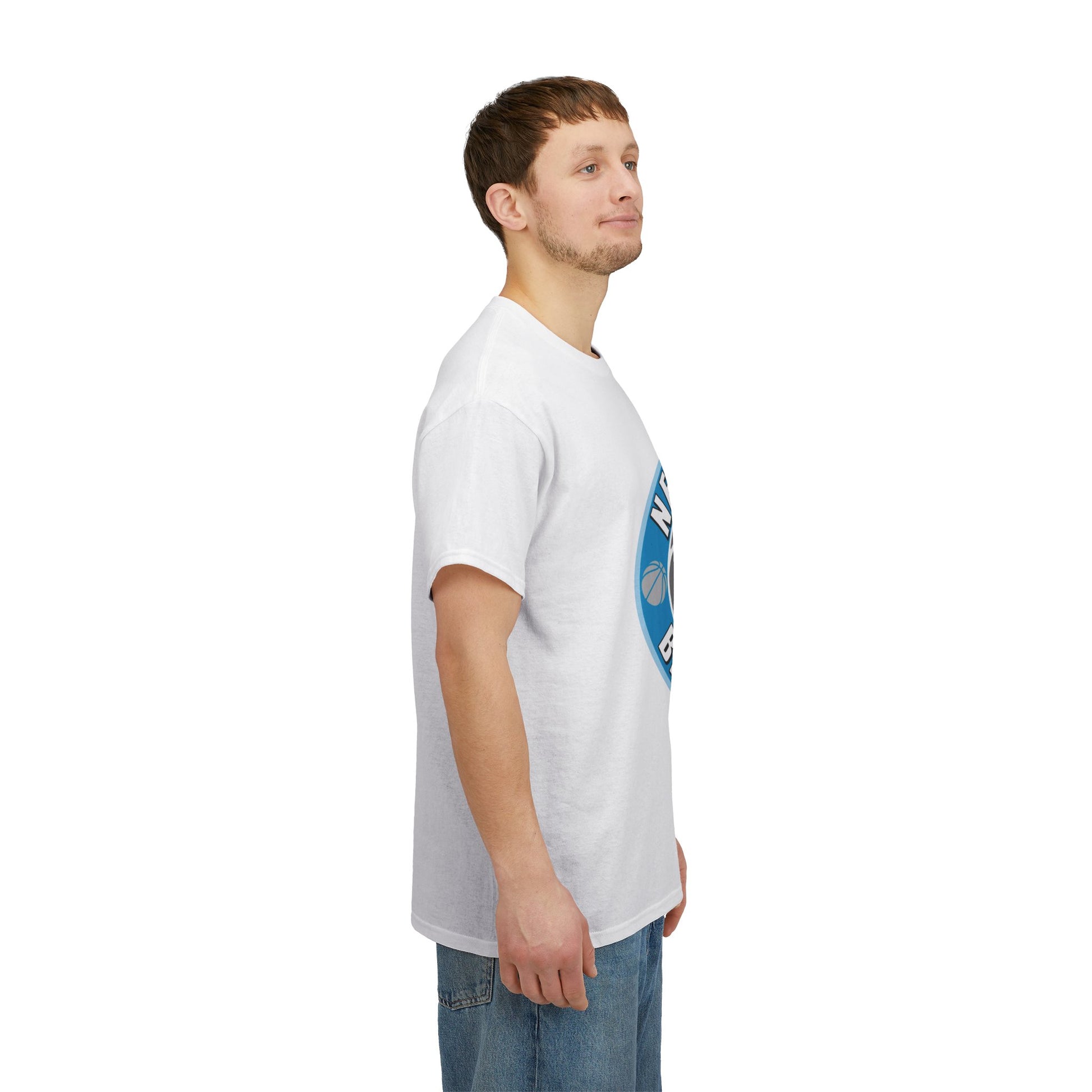 WHITE/BLUE Next Level Basketball SOLO LOGO Tee