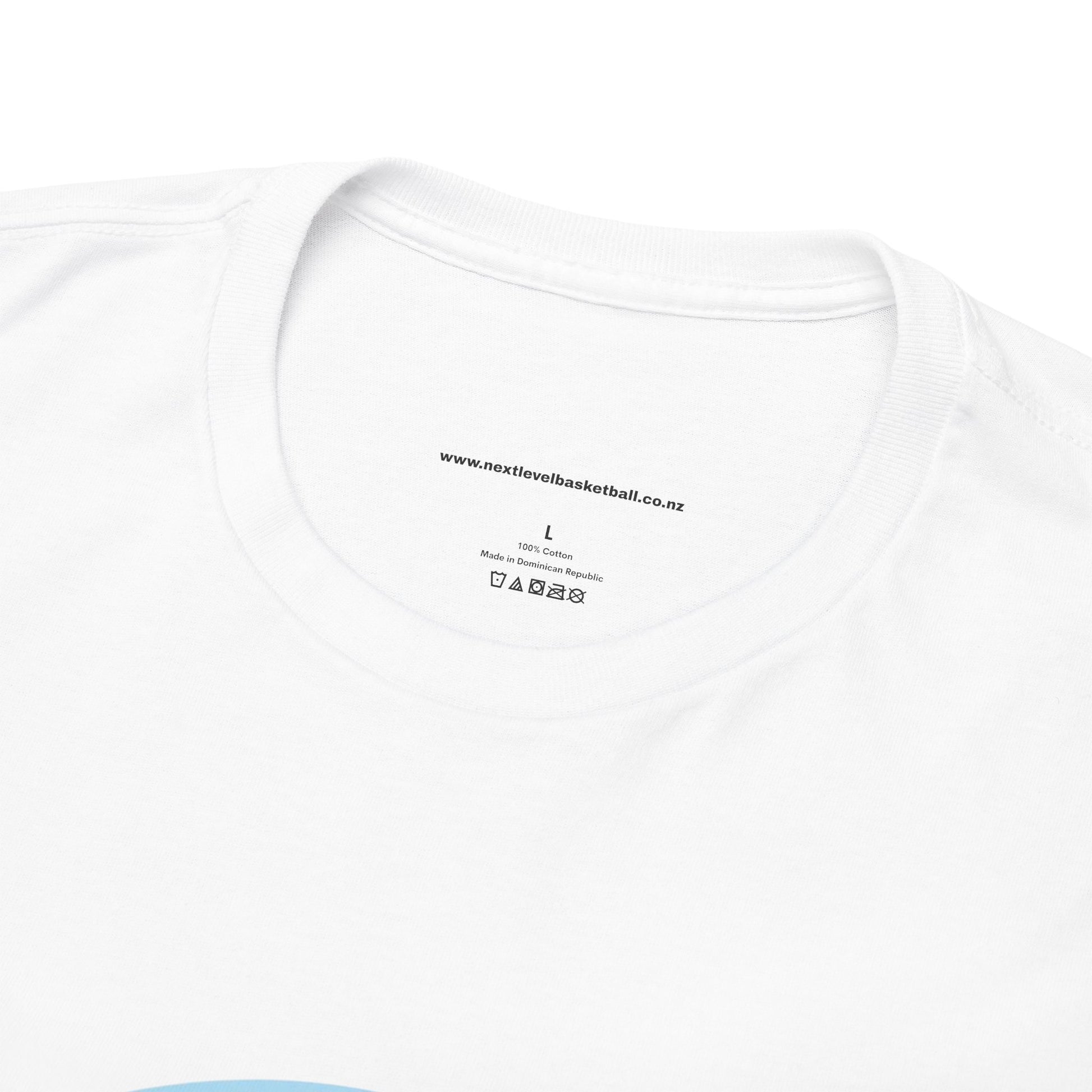 WHITE/BLUE Next Level Basketball SOLO LOGO Tee