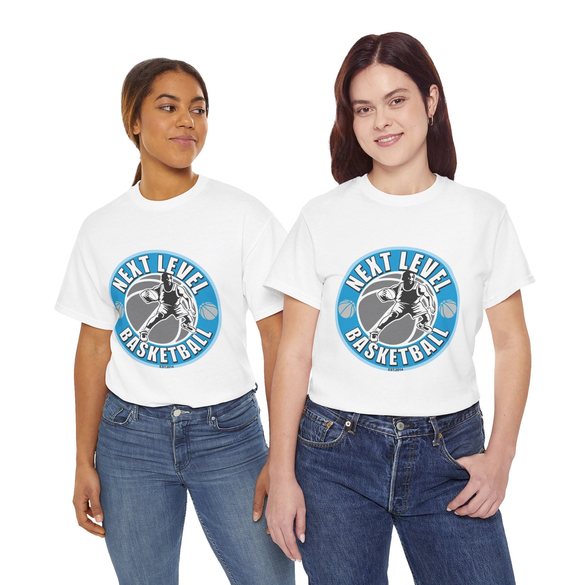 WHITE/BLUE Next Level Basketball SOLO LOGO Tee