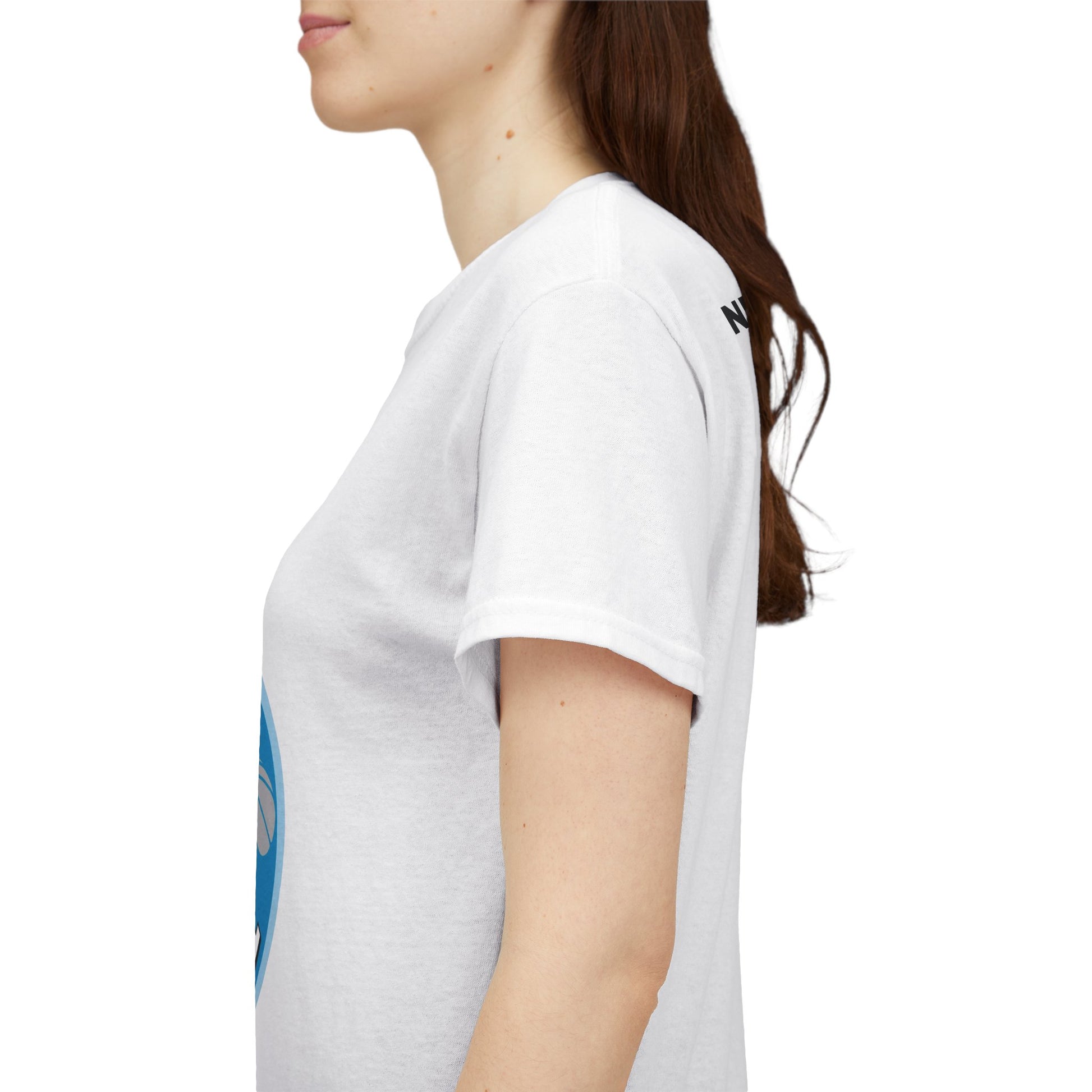 WHITE/BLUE Next Level Basketball SOLO LOGO Tee