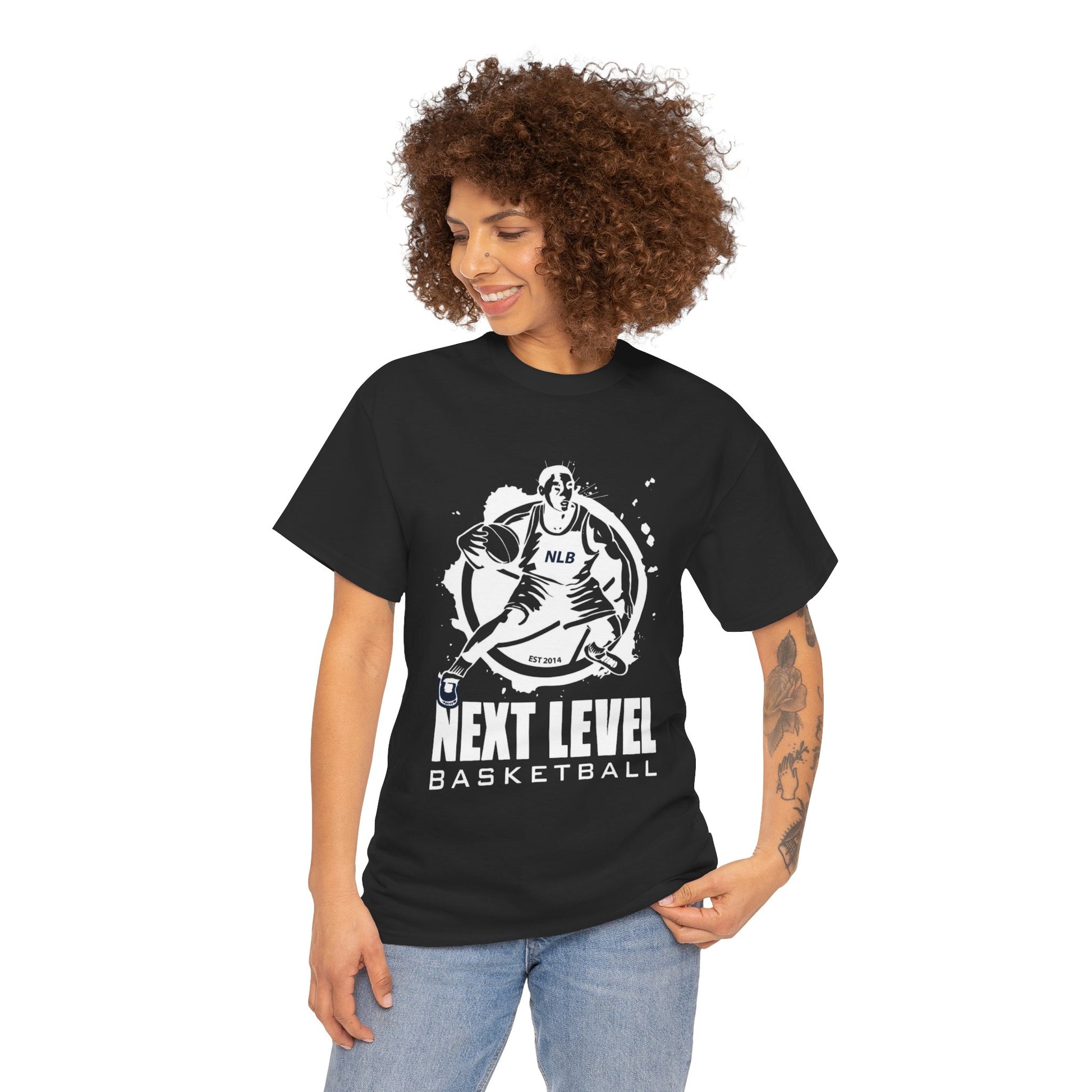 BLACK/WHITE Next Level Basketball PLAYER LOGO Tee