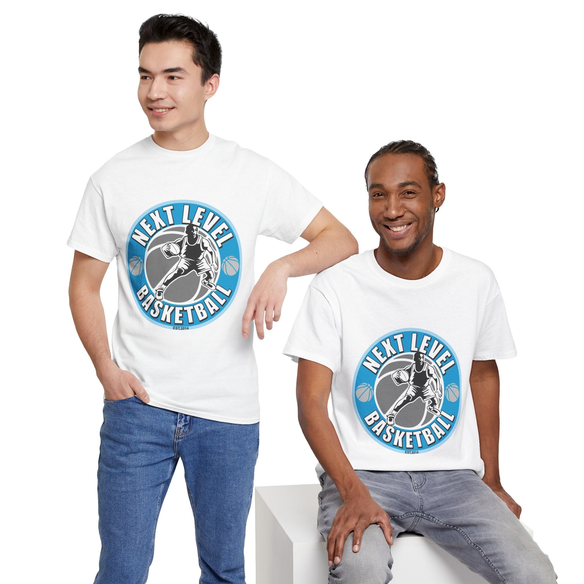 WHITE/BLUE Next Level Basketball SOLO LOGO Tee