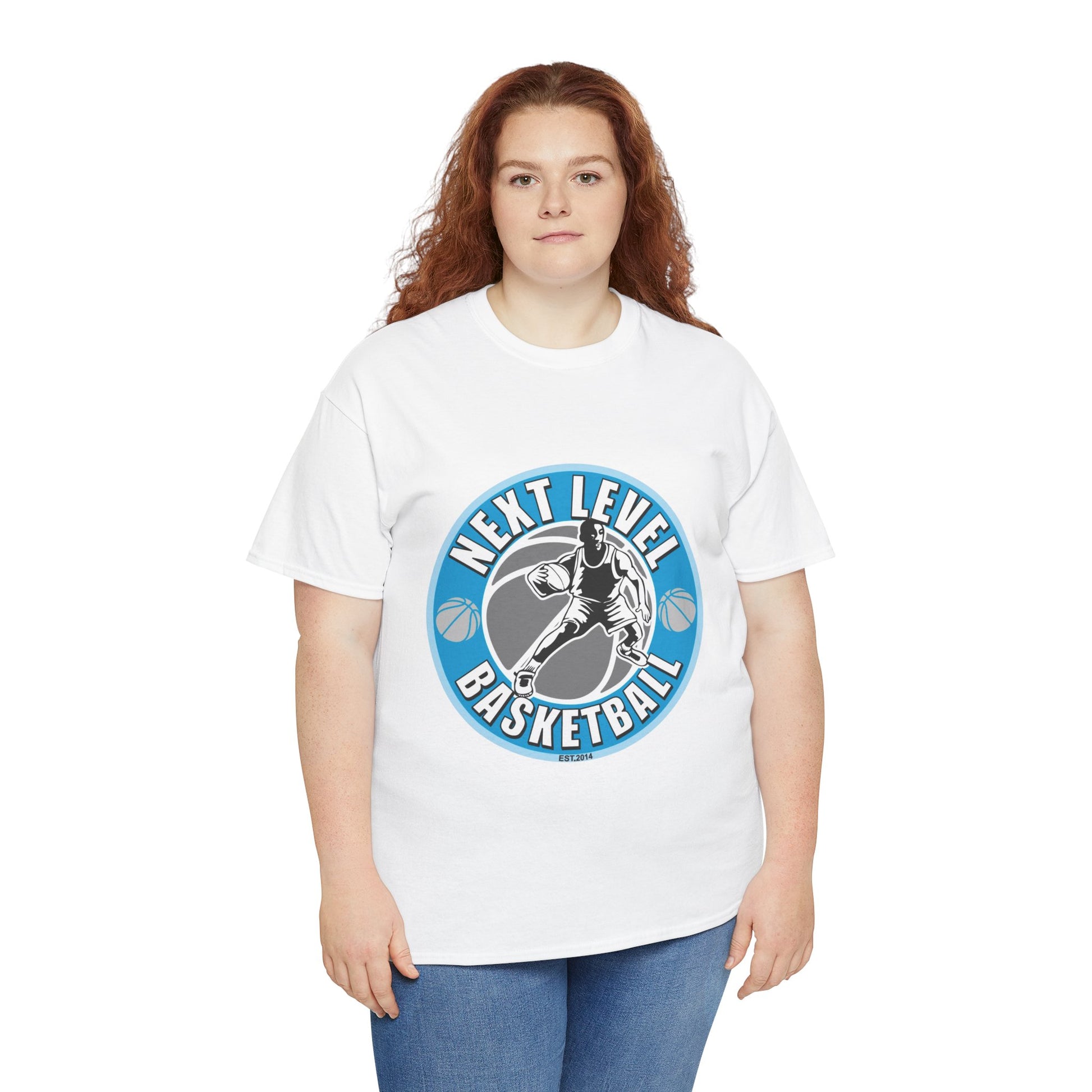 WHITE/BLUE Next Level Basketball SOLO LOGO Tee