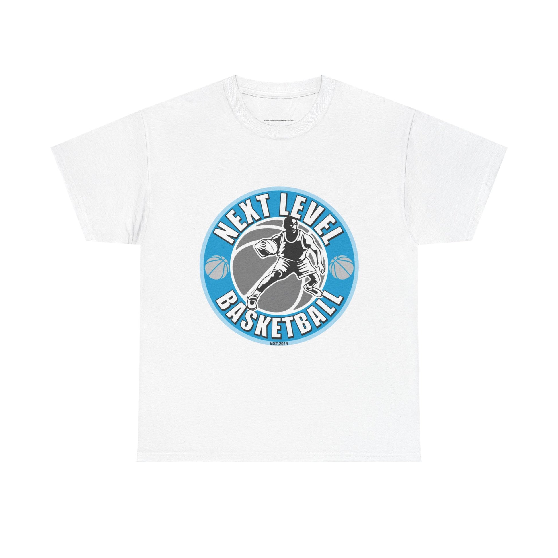 WHITE/BLUE Next Level Basketball SOLO LOGO Tee