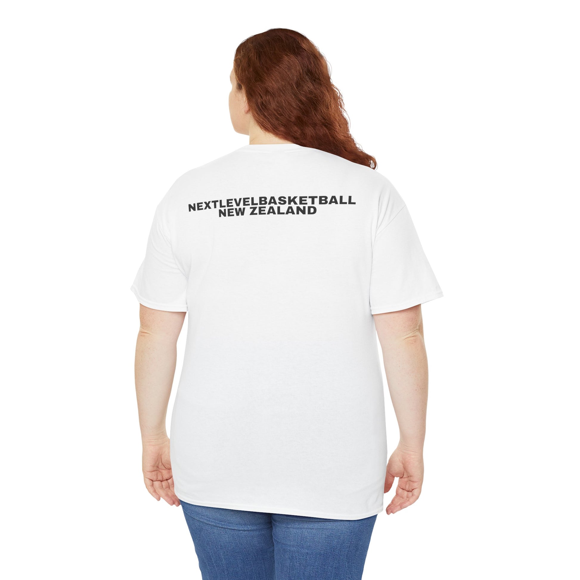 WHITE/BLUE Next Level Basketball SOLO LOGO Tee