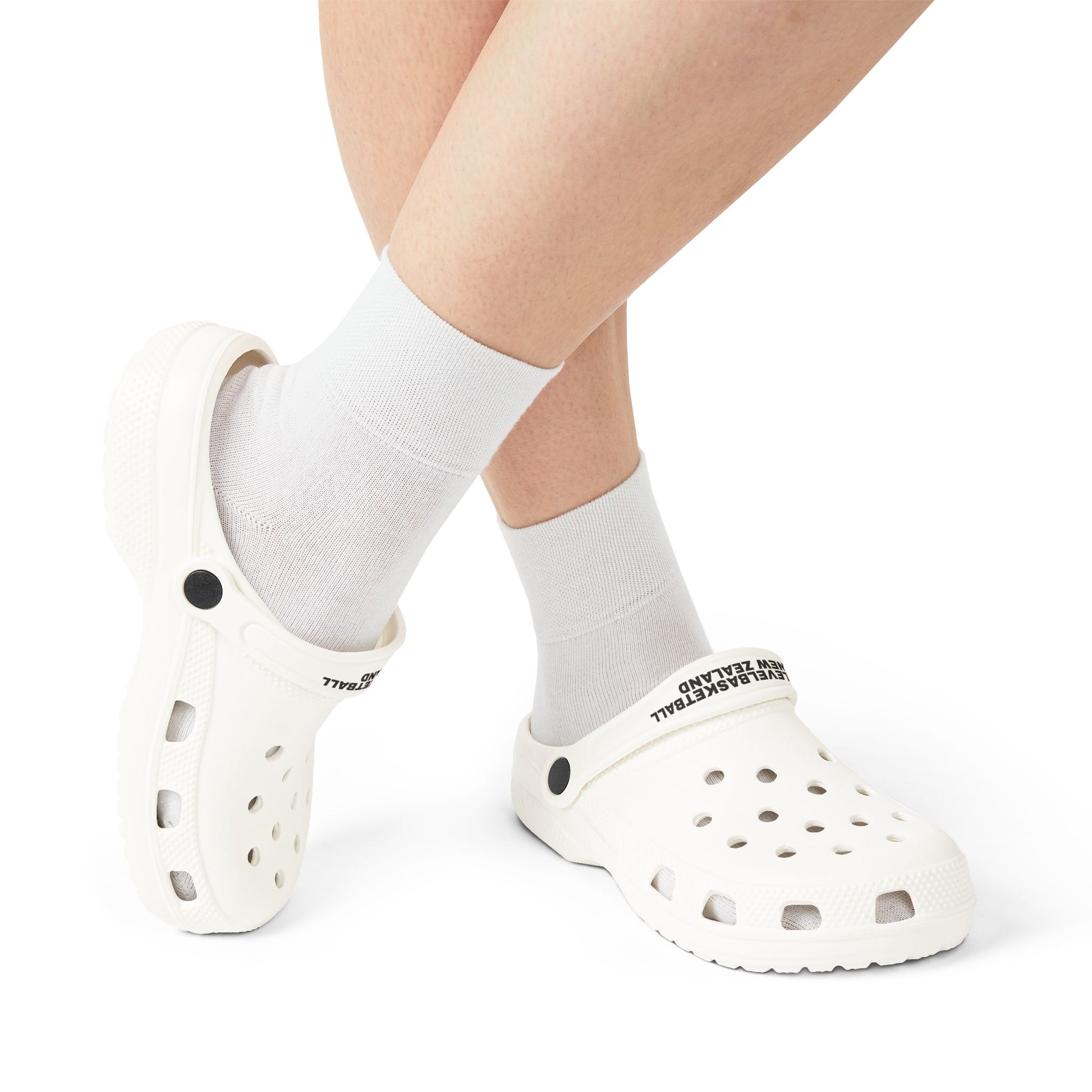 WHITE/BLACK NEXT LEVEL BASKETBALL CROCS