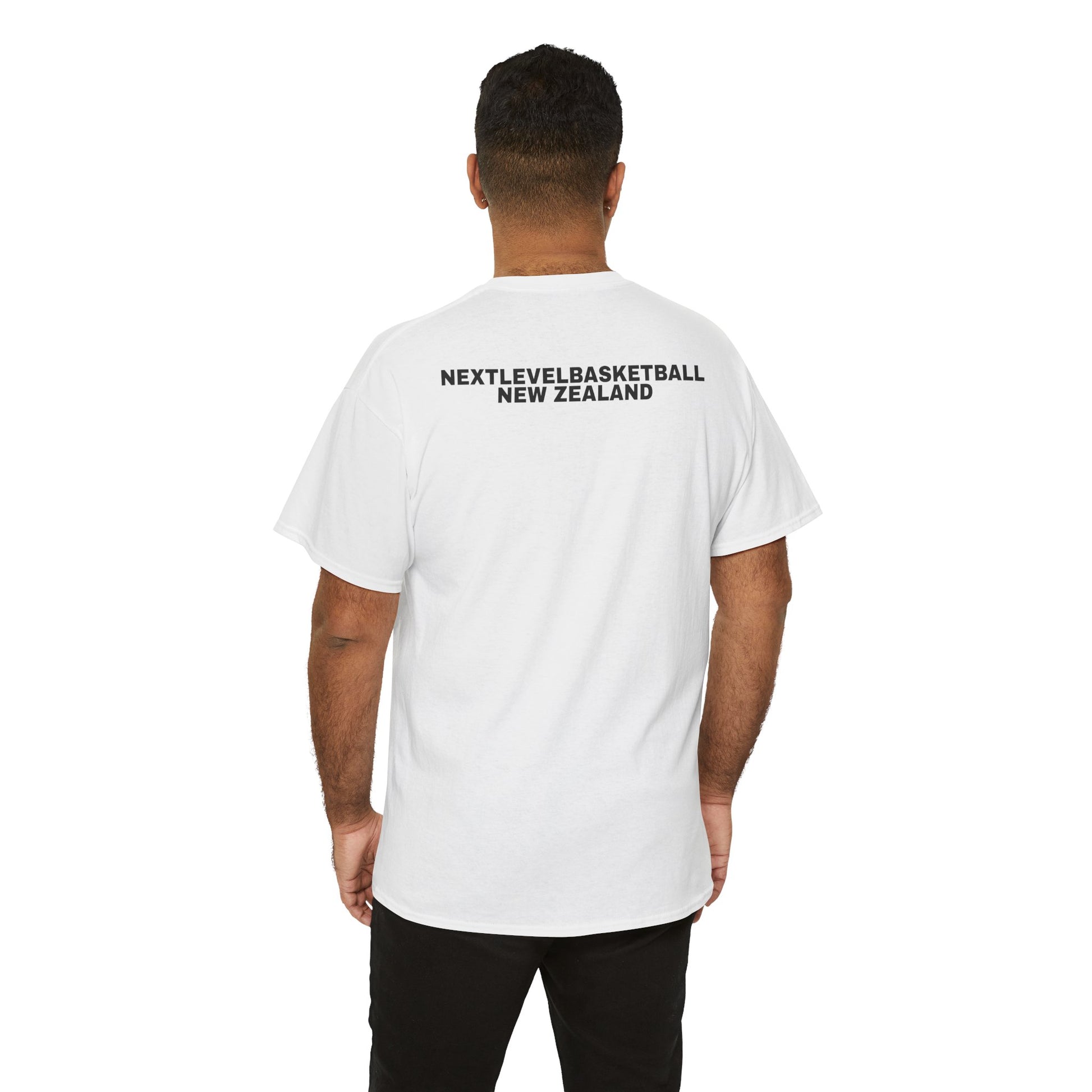WHITE/BLUE Next Level Basketball SOLO LOGO Tee