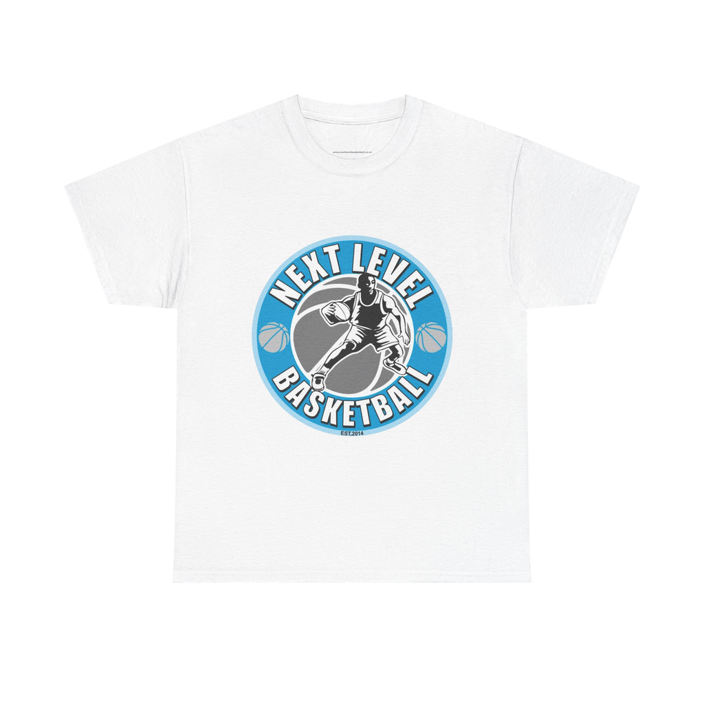 WHITE/BLUE Next Level Basketball SOLO LOGO Tee